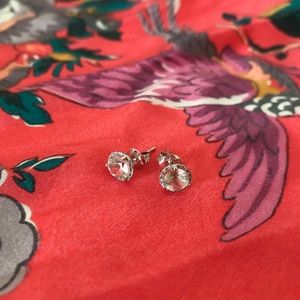 Green Amethyst 14K White Gold Stud Earrings